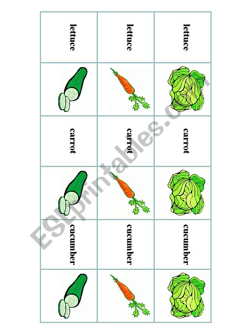 Vegetables - domino worksheet