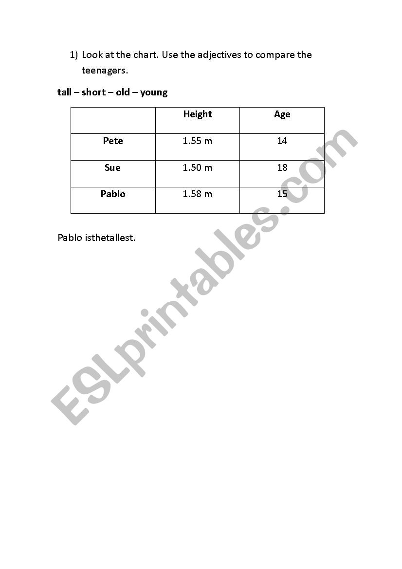 Lets compare them! worksheet