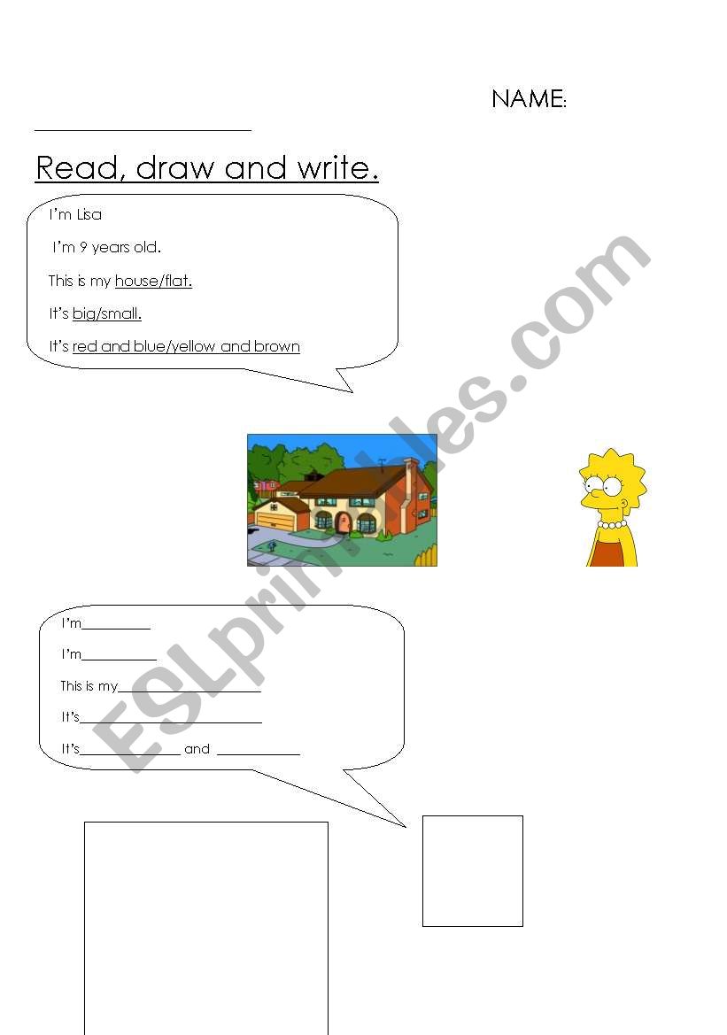 Describe your house. worksheet