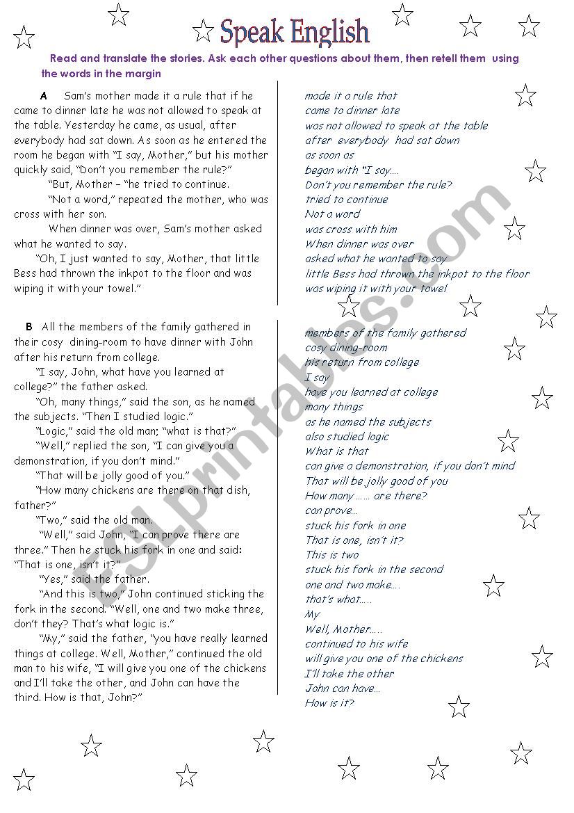   Speak English worksheet