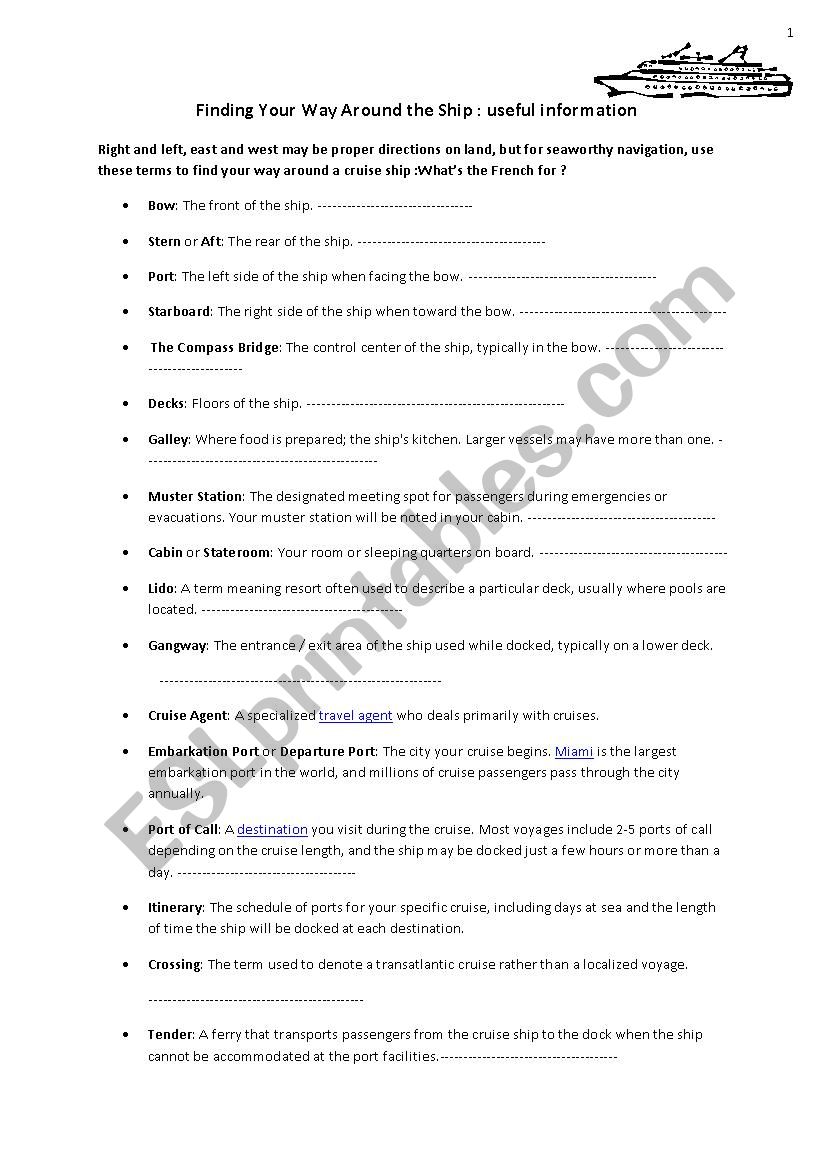 Welcome on board ! worksheet