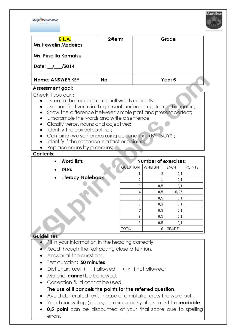 english-language-arts-5th-grade-assessment-esl-worksheet-by-hewelin