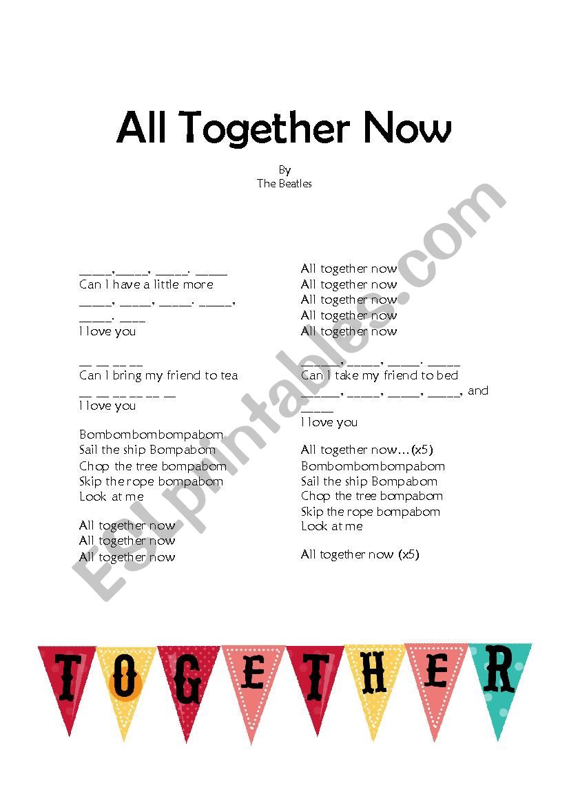 All together now  worksheet