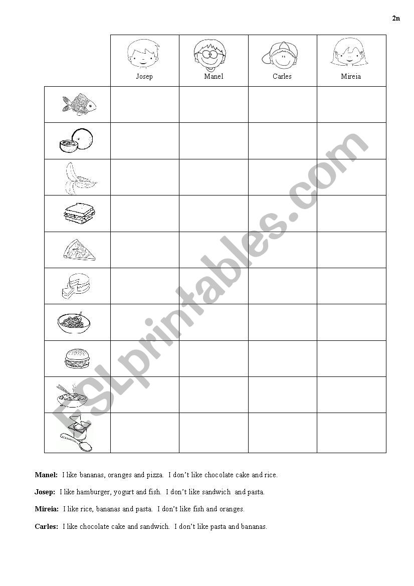 Who likes...? worksheet