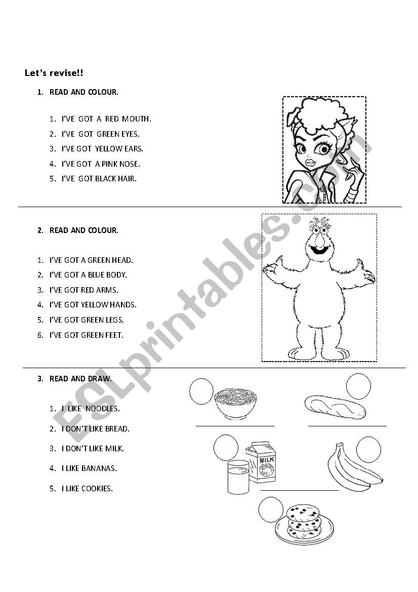 parts of the body worksheet