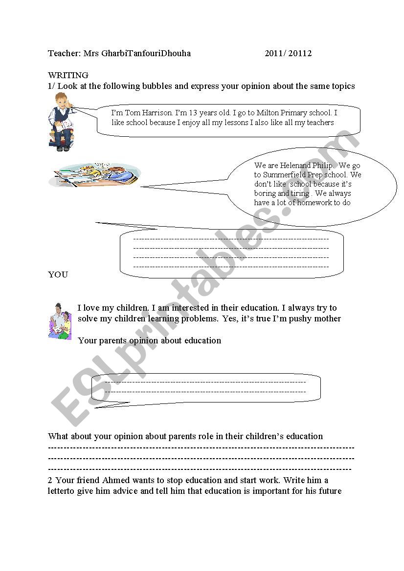 writing activity worksheet