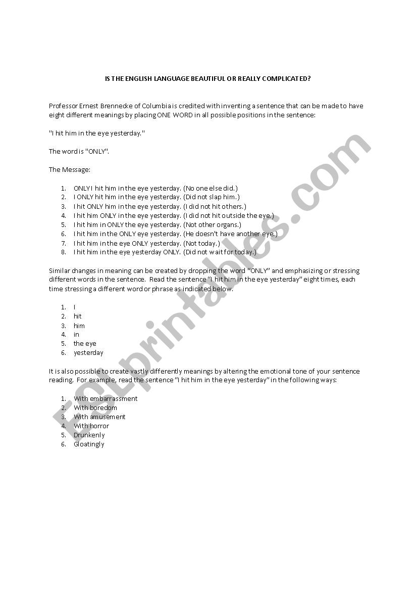 Intonation Practice worksheet