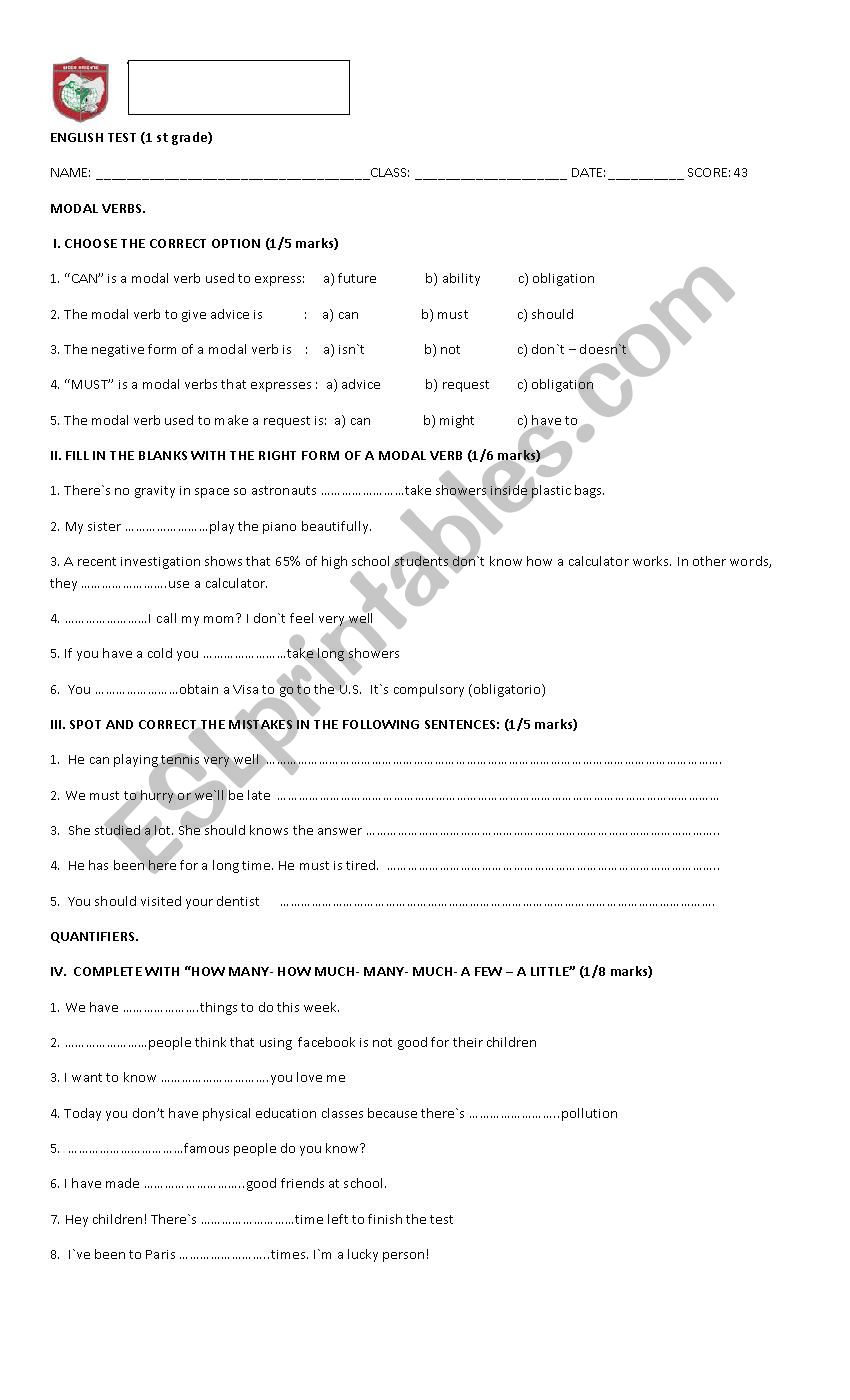 test quantifiers and modal verbs