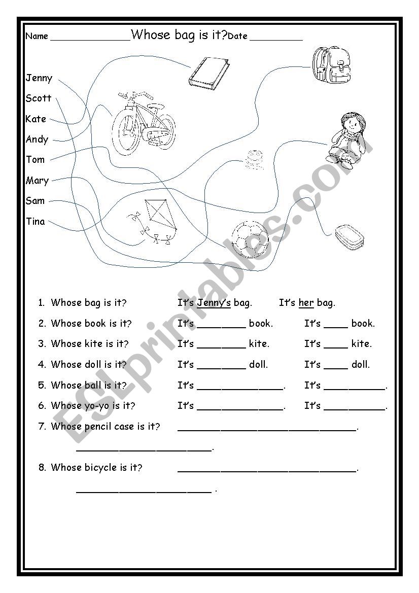 Whose bag is it? worksheet