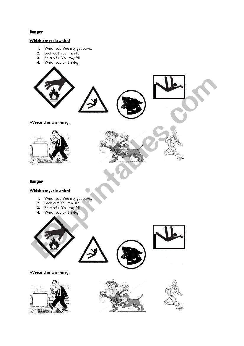 Danger worksheet