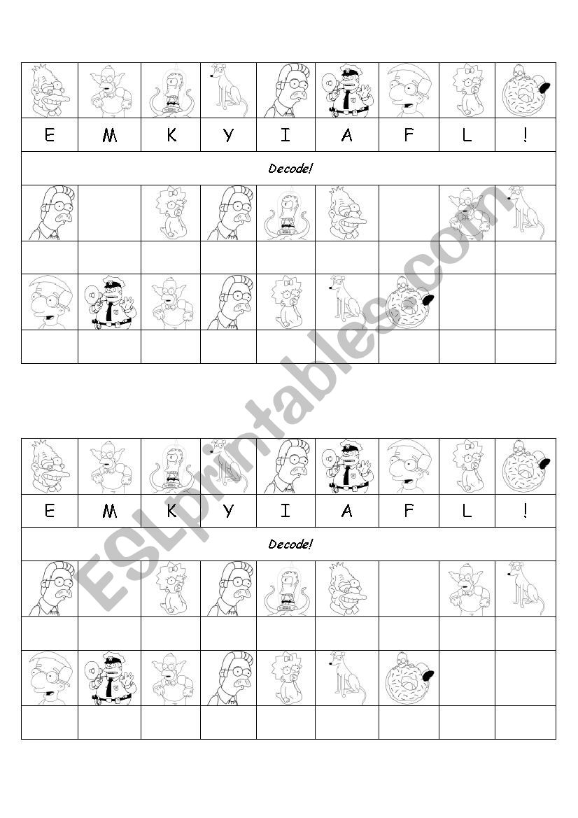 Decode the message worksheet