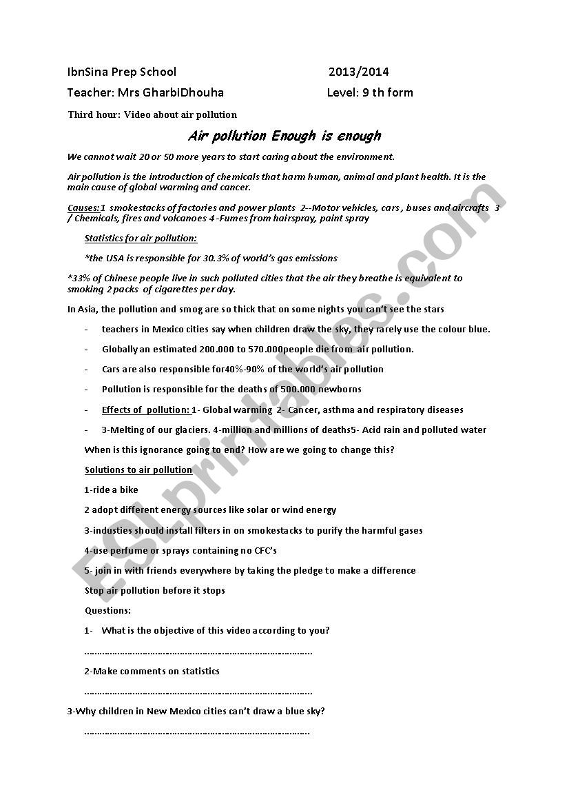 third hour activity worksheet