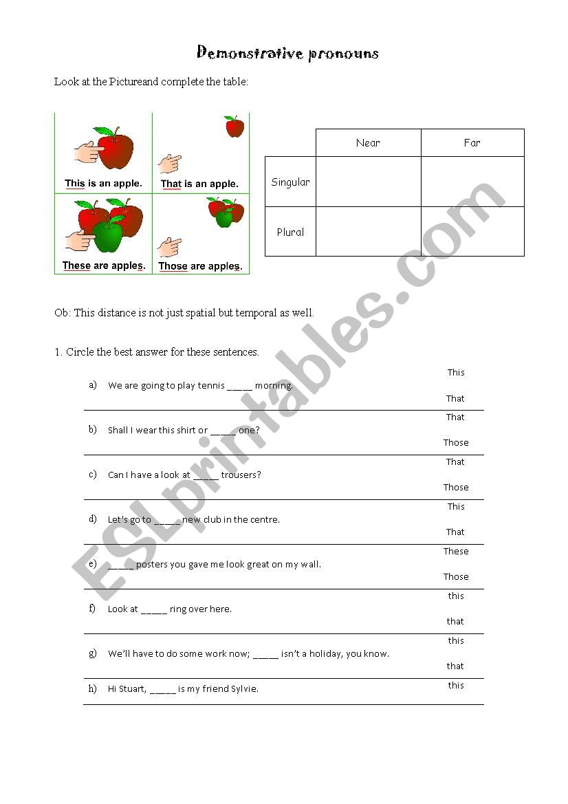 demonstrative_pronaouns worksheet