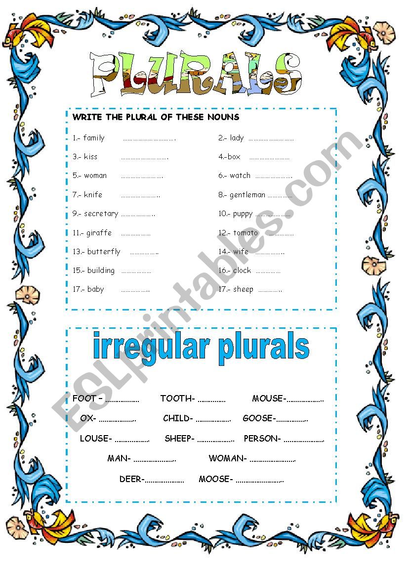 plural noun worksheet