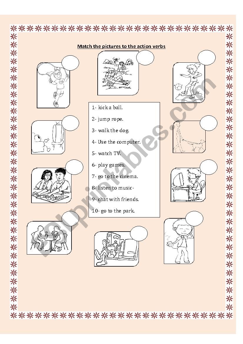 Action verbs worksheet