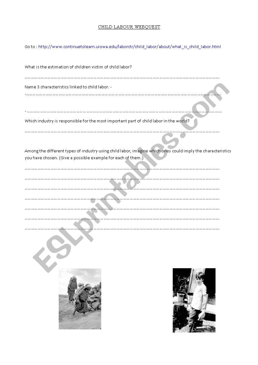 child labour webquest worksheet