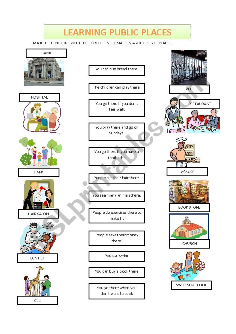 Match public places worksheet