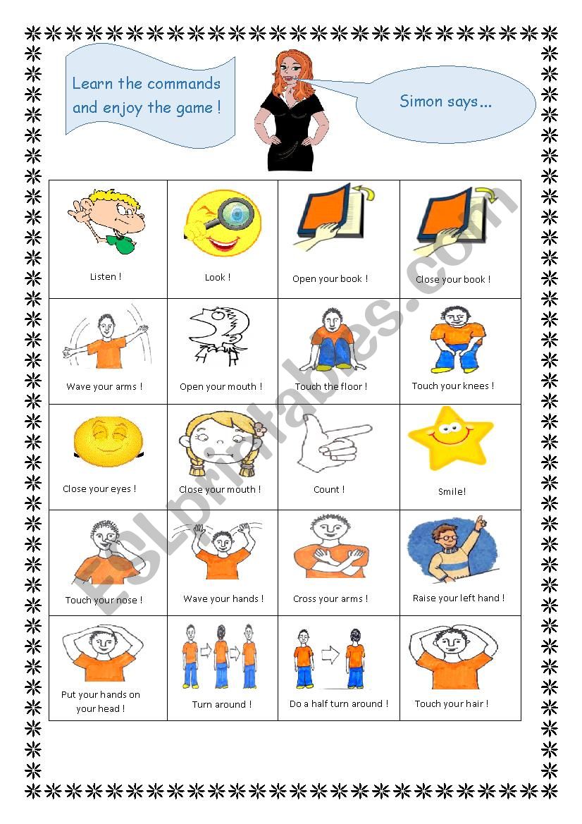 Simon says: English ESL worksheets pdf & doc