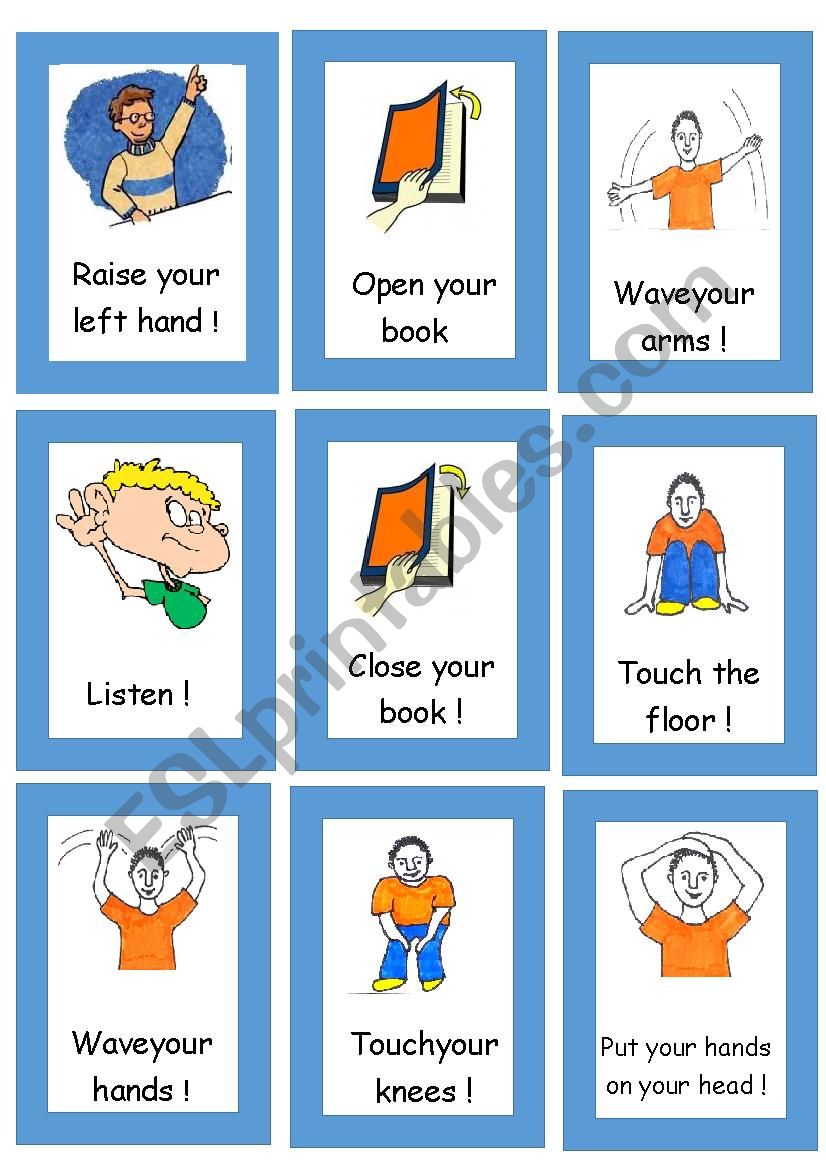 Simon says flashcards 22 commands 1/2