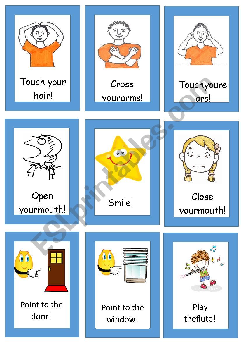 Simon says flashcards 18 commands 2/2