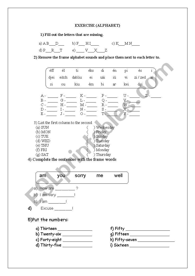 ENGLISH EXERCISES REVIEW worksheet