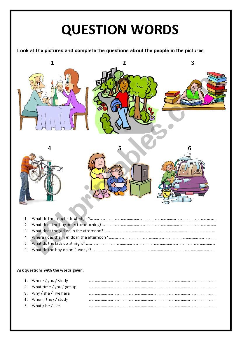 Question Words worksheet