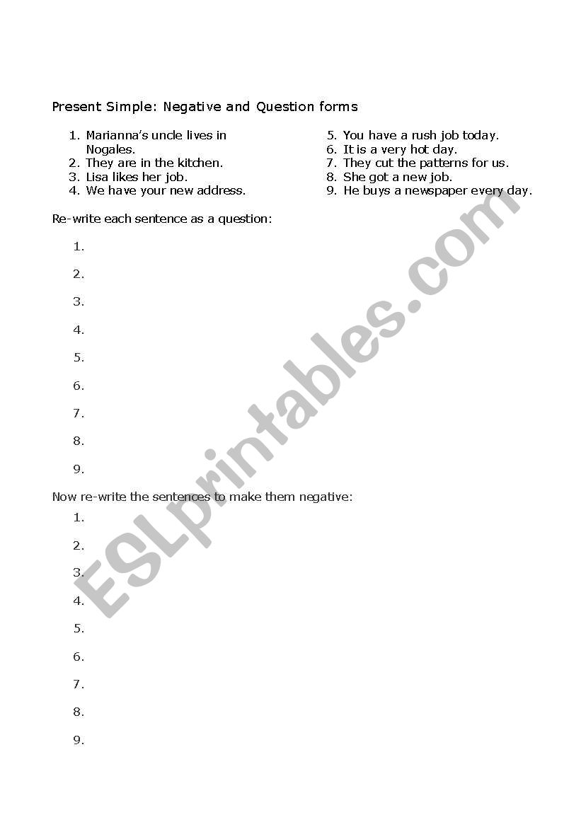 Past simple practice - forming negatives and questions