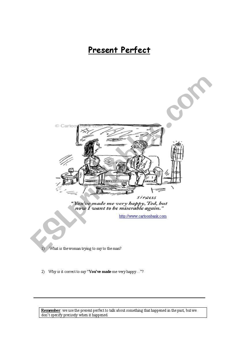 Present Perfect Exercises worksheet