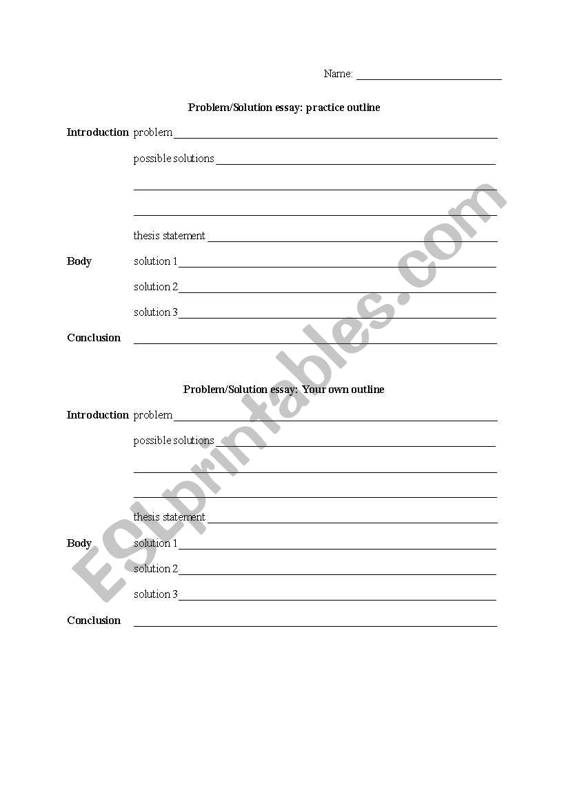 Essay outline worksheet