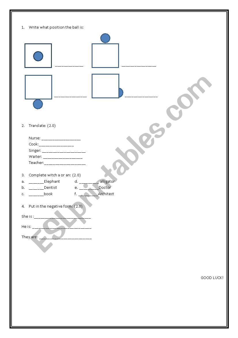 english teste worksheet