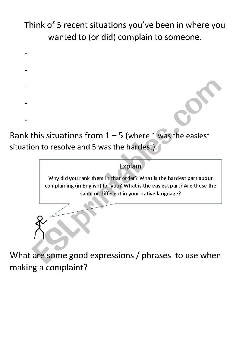 Complaining - Lesson Plan to go with 