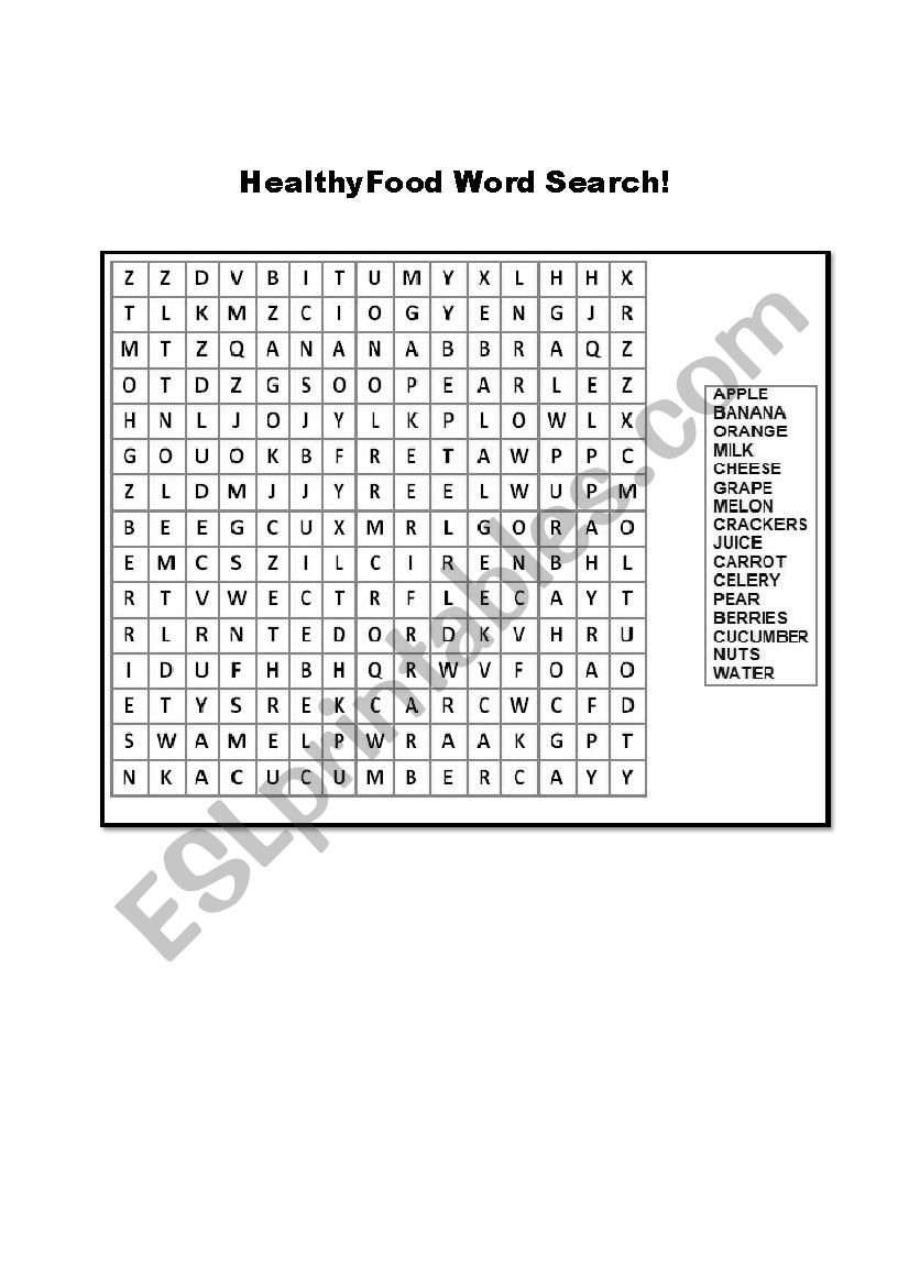 HEALTHY FOOD WORDSEARCH worksheet