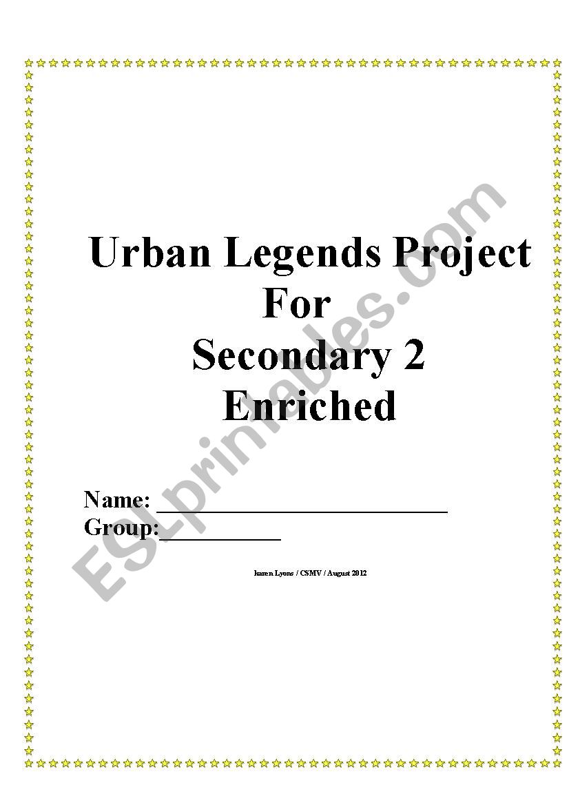 Urban Legends for Secondary 2 worksheet
