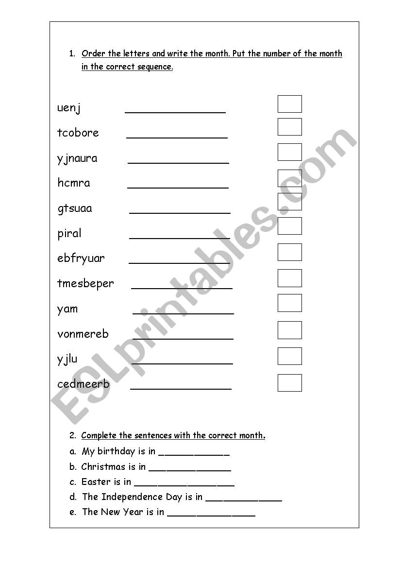 ordinal numbers worksheet