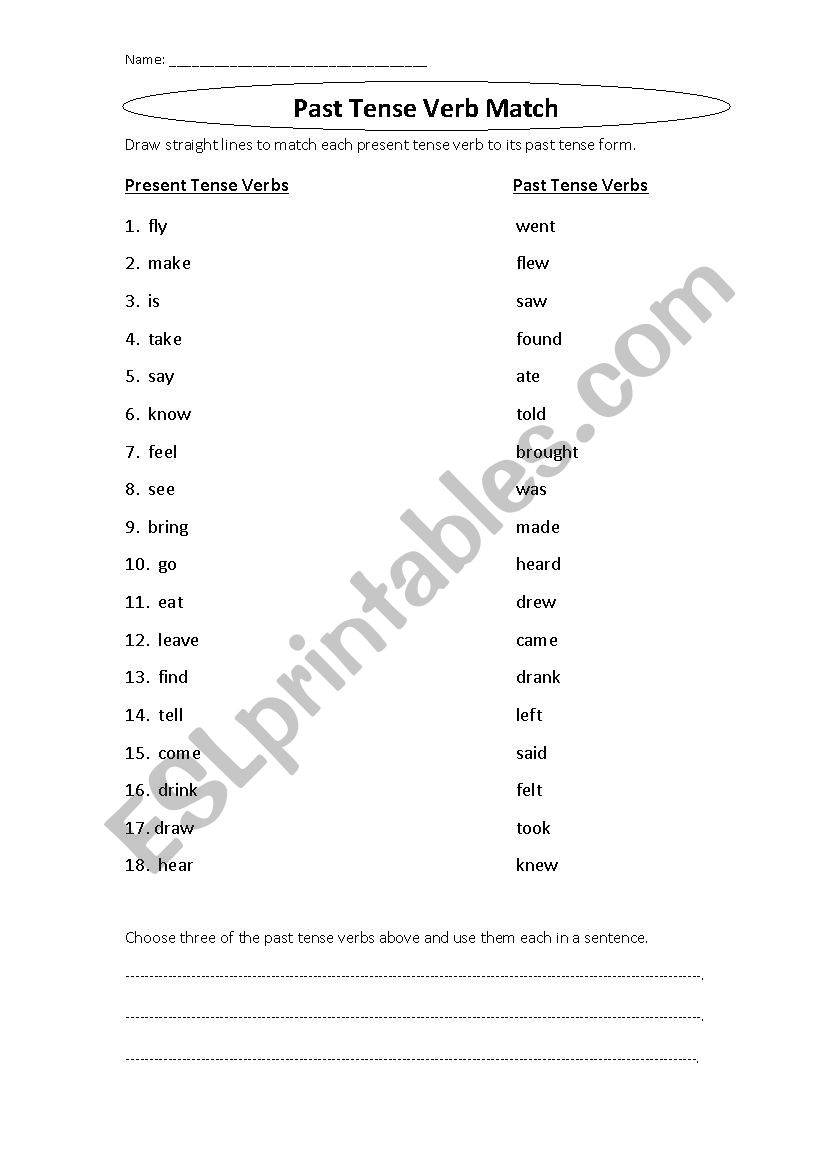 Irregular past tense verb match