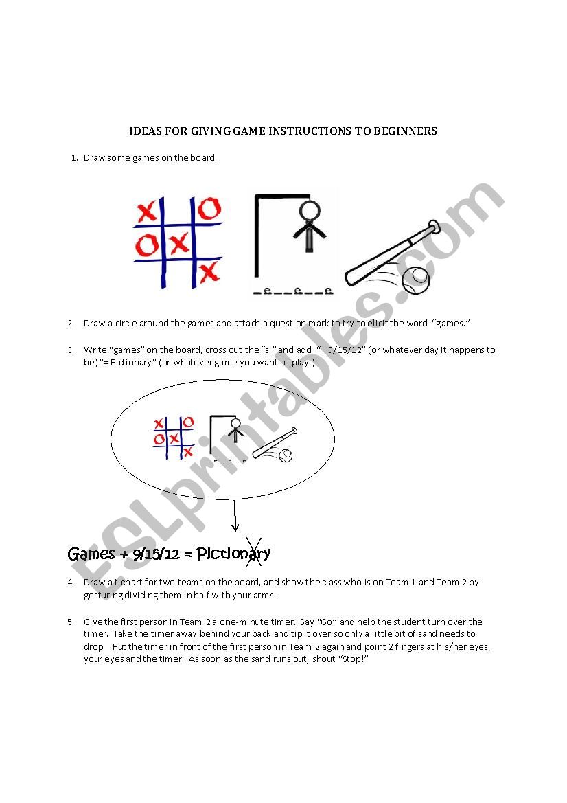 Ideas for Giving Game Instructions to Beginners