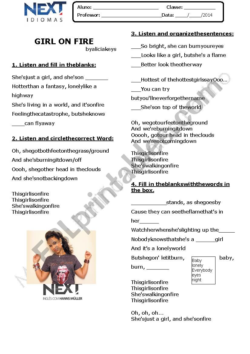 Alicia Keys worksheet