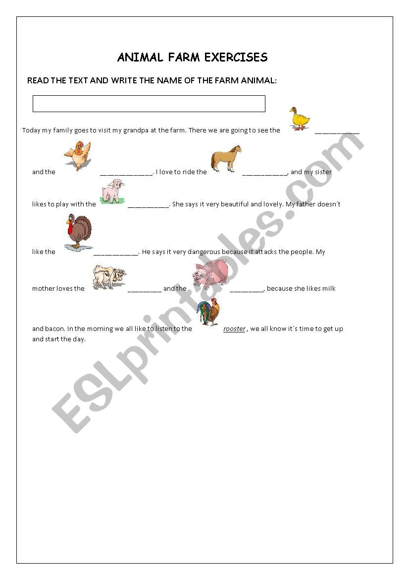 FARM ANIMALS EXERCISES worksheet