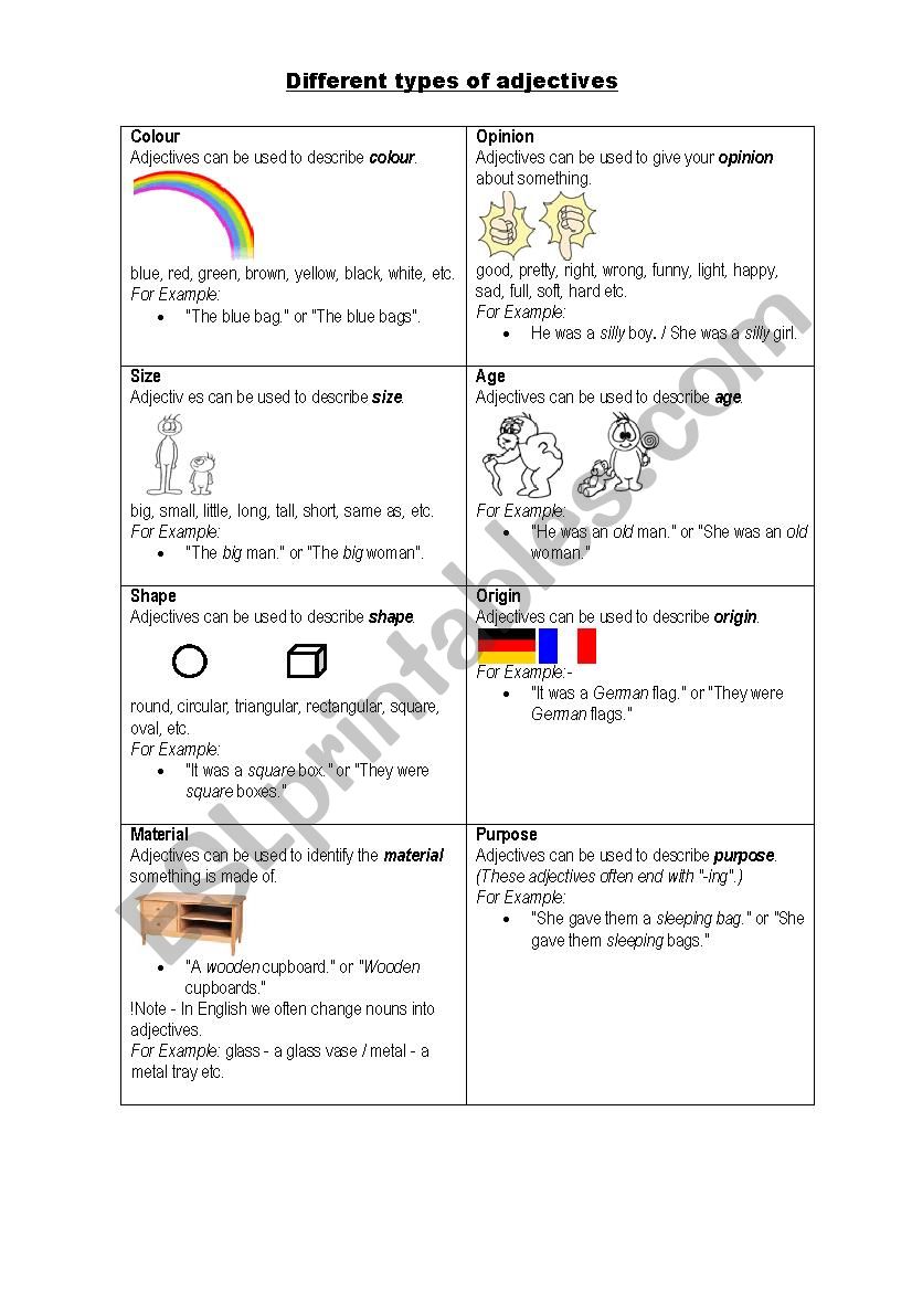 ADJECTIVES worksheet