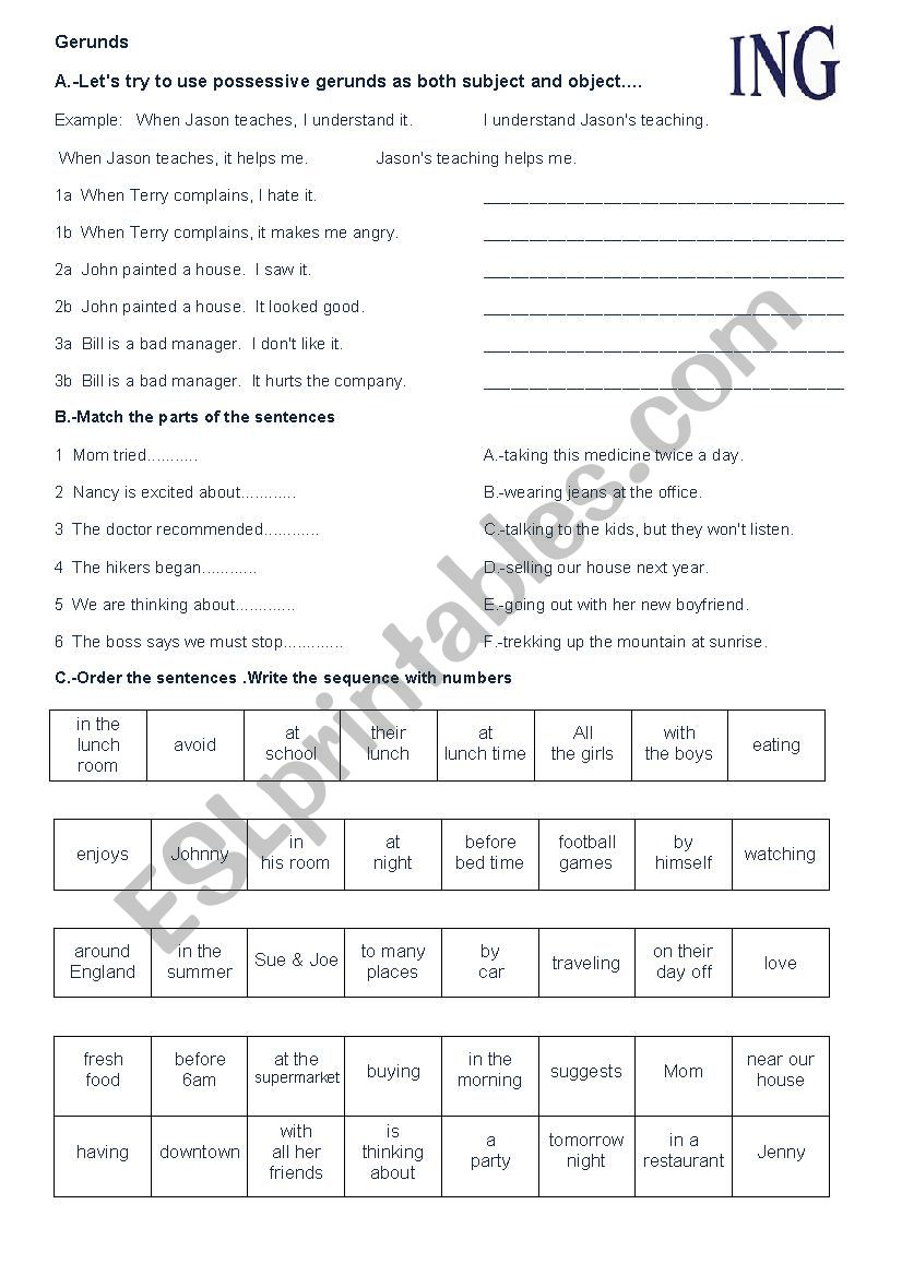 Gerund worksheet