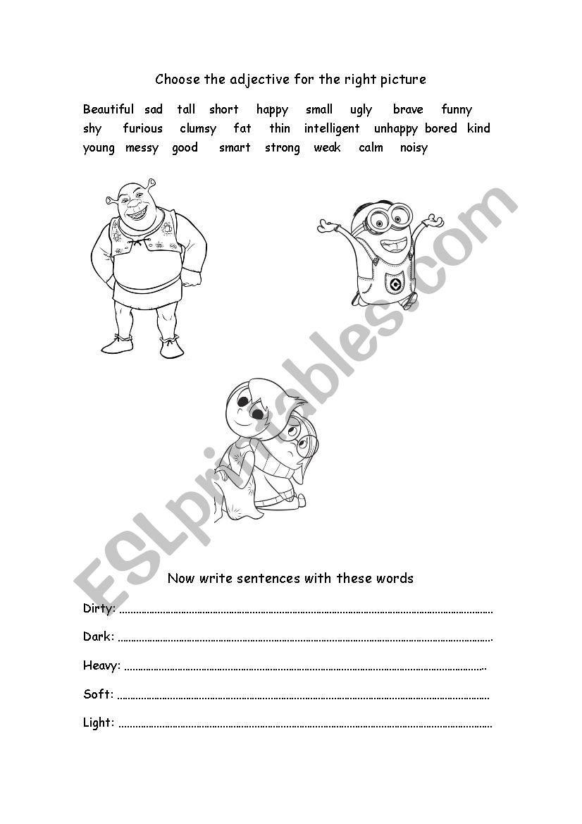 Adjectives worksheet