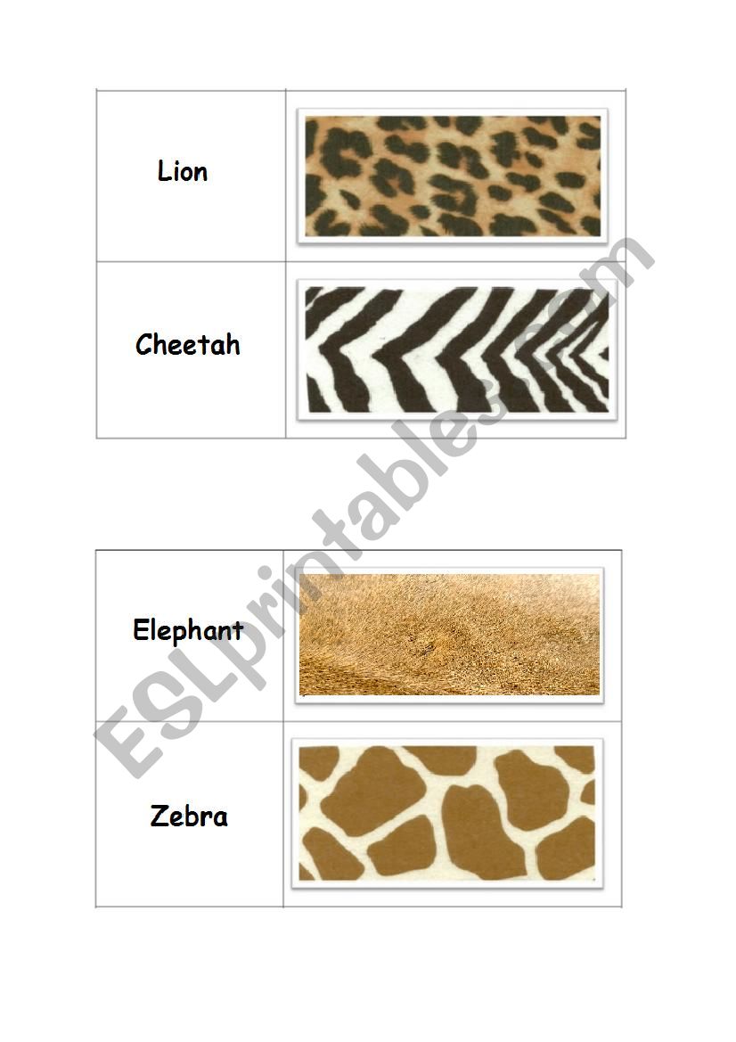 African Animals Domino part1 worksheet
