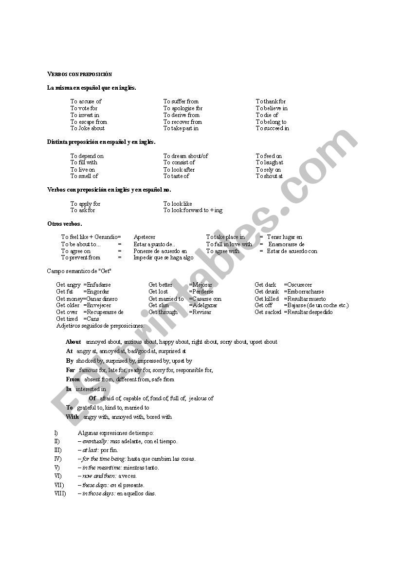 verbs and prepositions worksheet