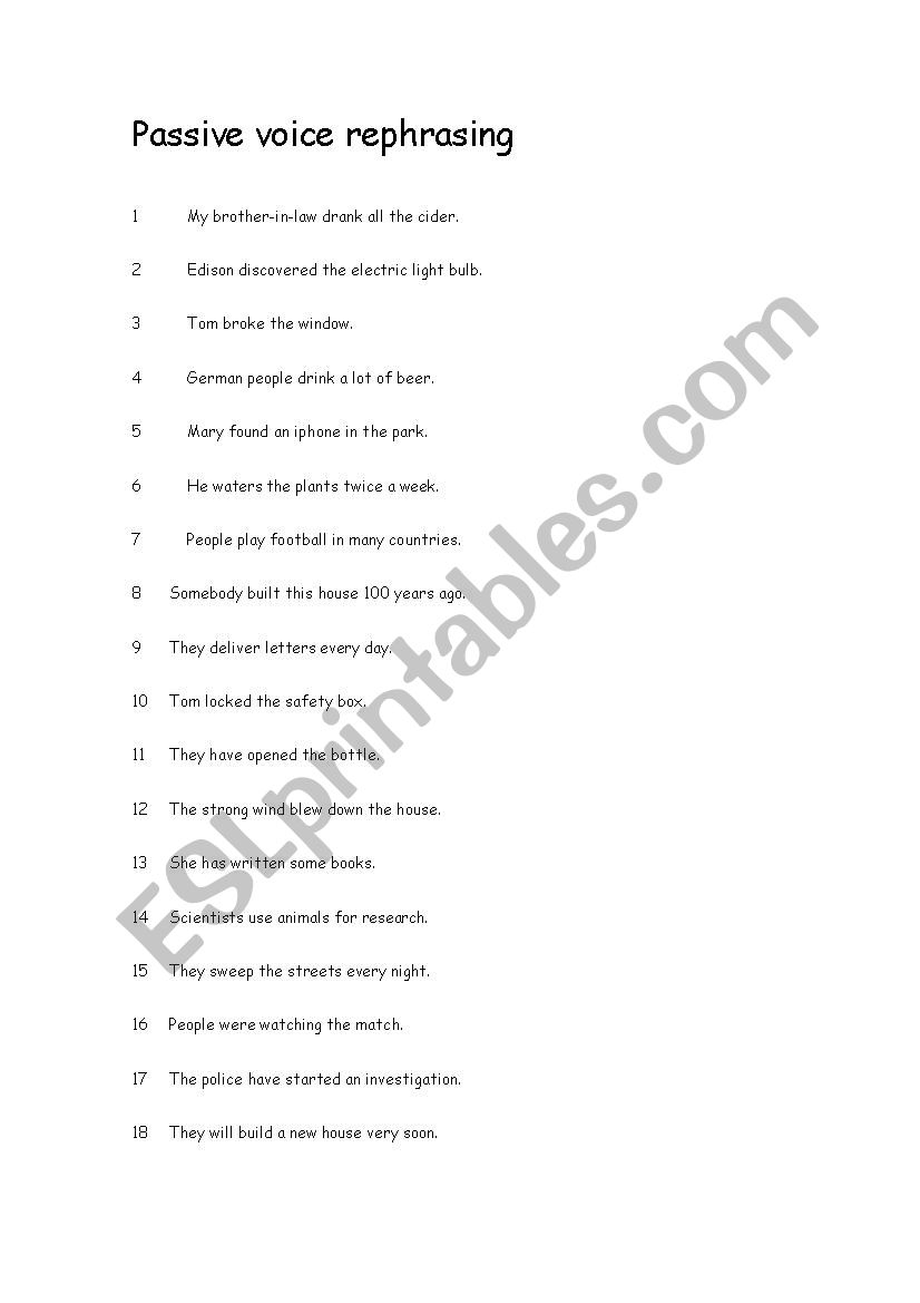 passive voice worksheet