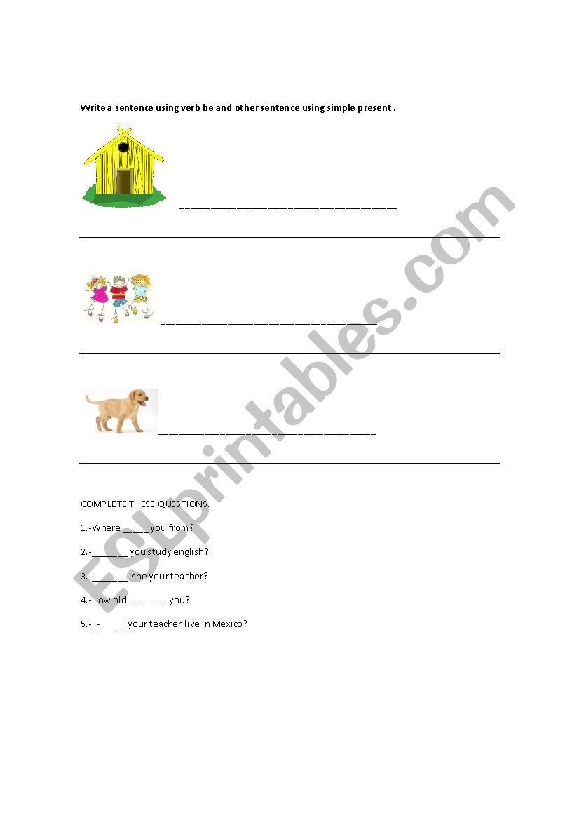 verb be or simple present worksheet