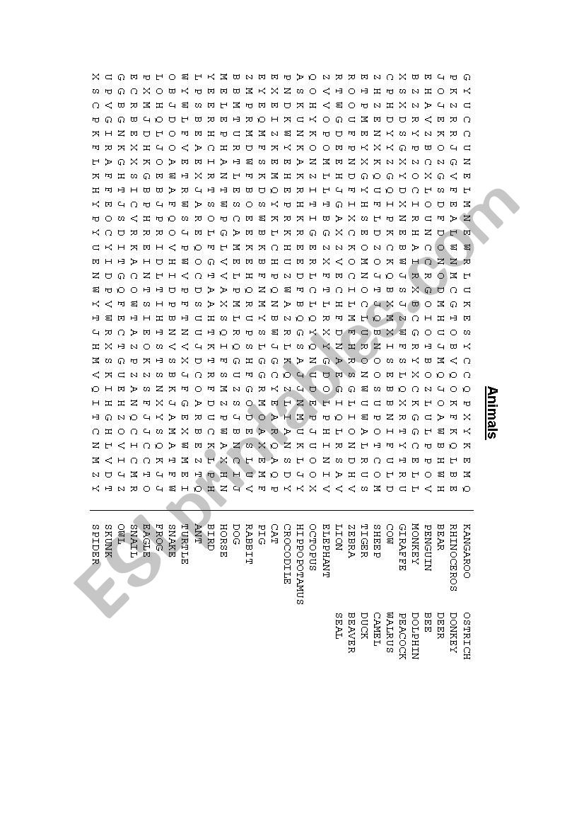 Animals Crossword worksheet