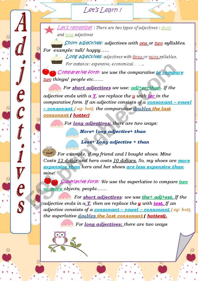 Comparative and superlative form worksheet