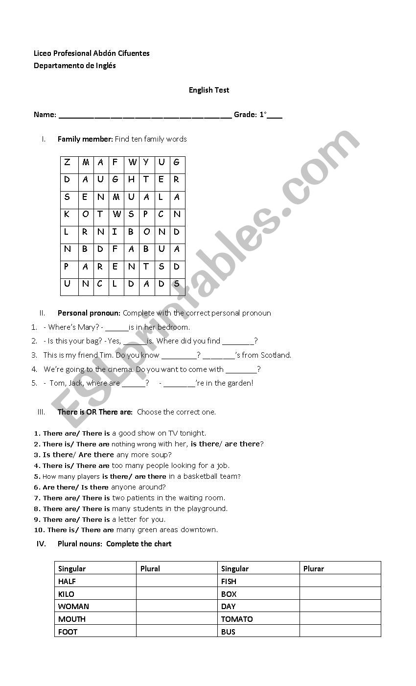 Test worksheet