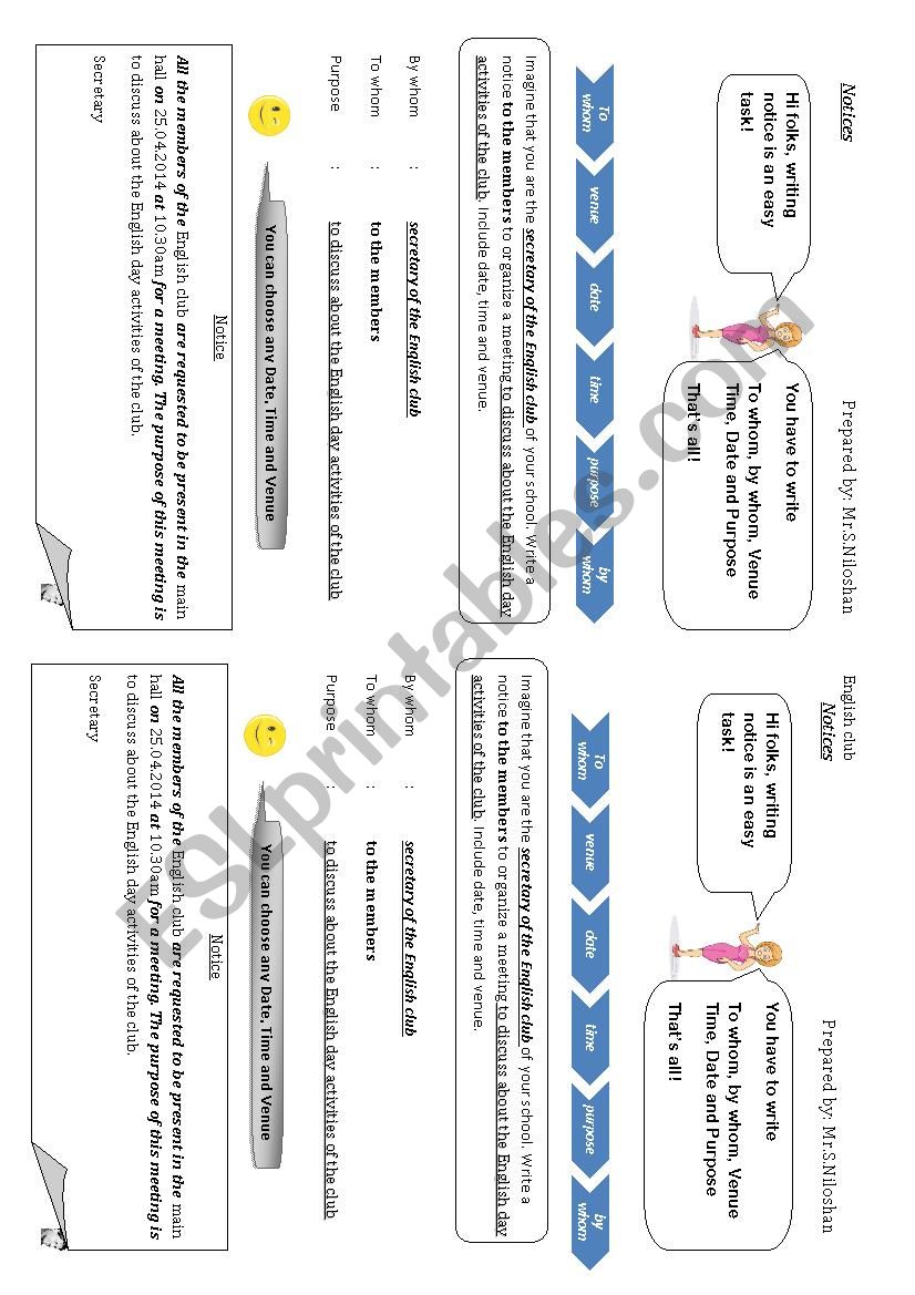 Notice worksheet