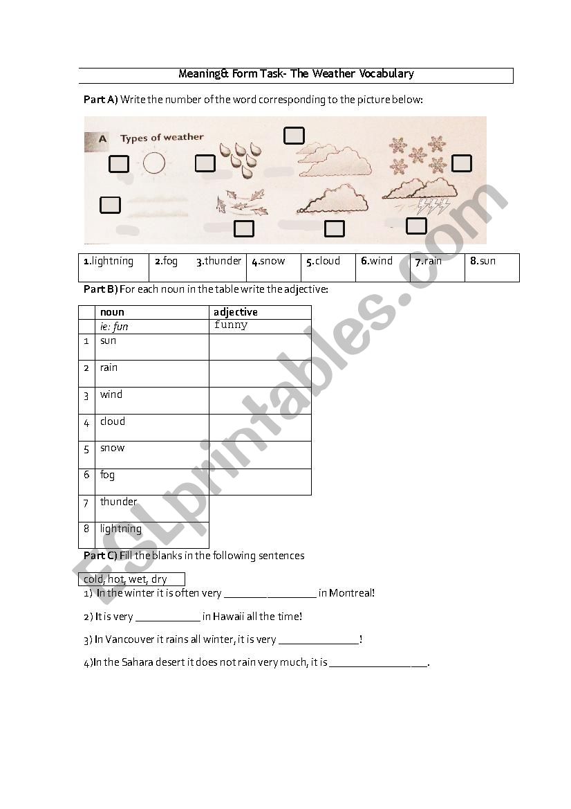 Weather- Beginner/Elementary worksheet